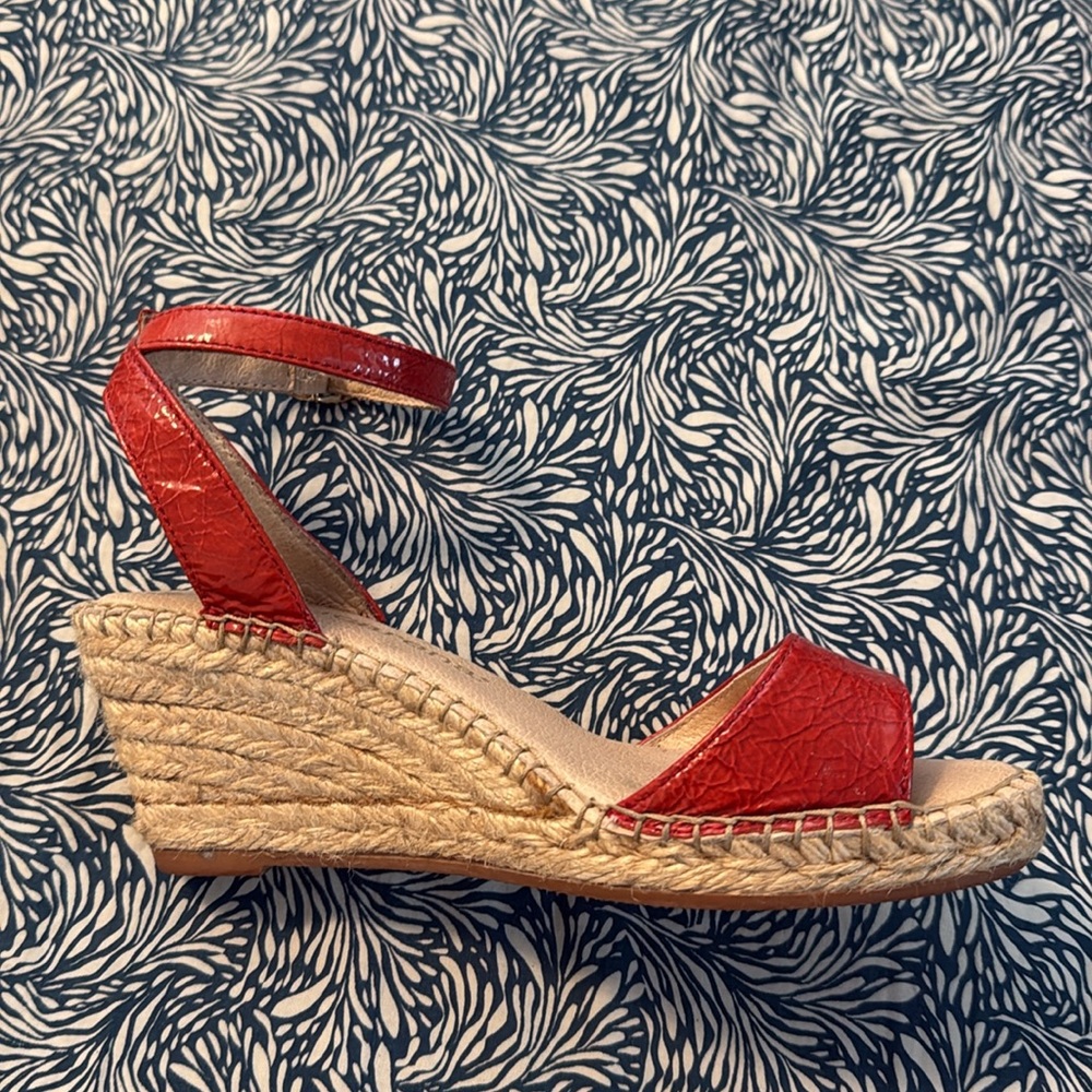 Macarena, Orange Candela strappy patent leather espadrilles